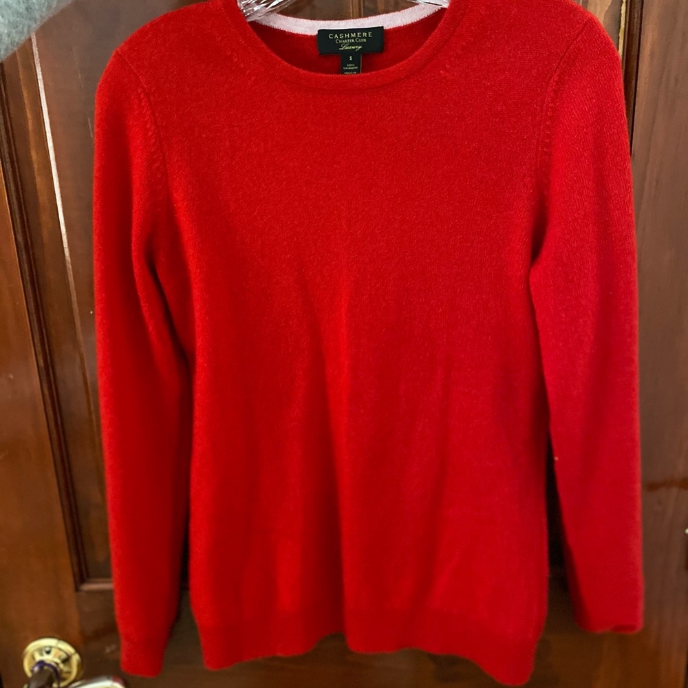 cashmere red pullover crewneck top